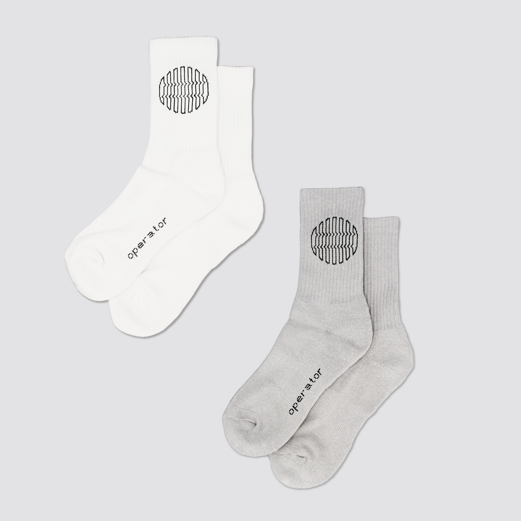 Operators sports socks 2-pack (white-grey)
